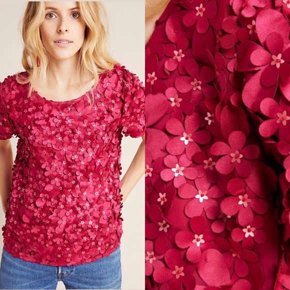 NWT Anthropologie Rosemarie Textured Blouse Sz 2 - Picture 3 of 13